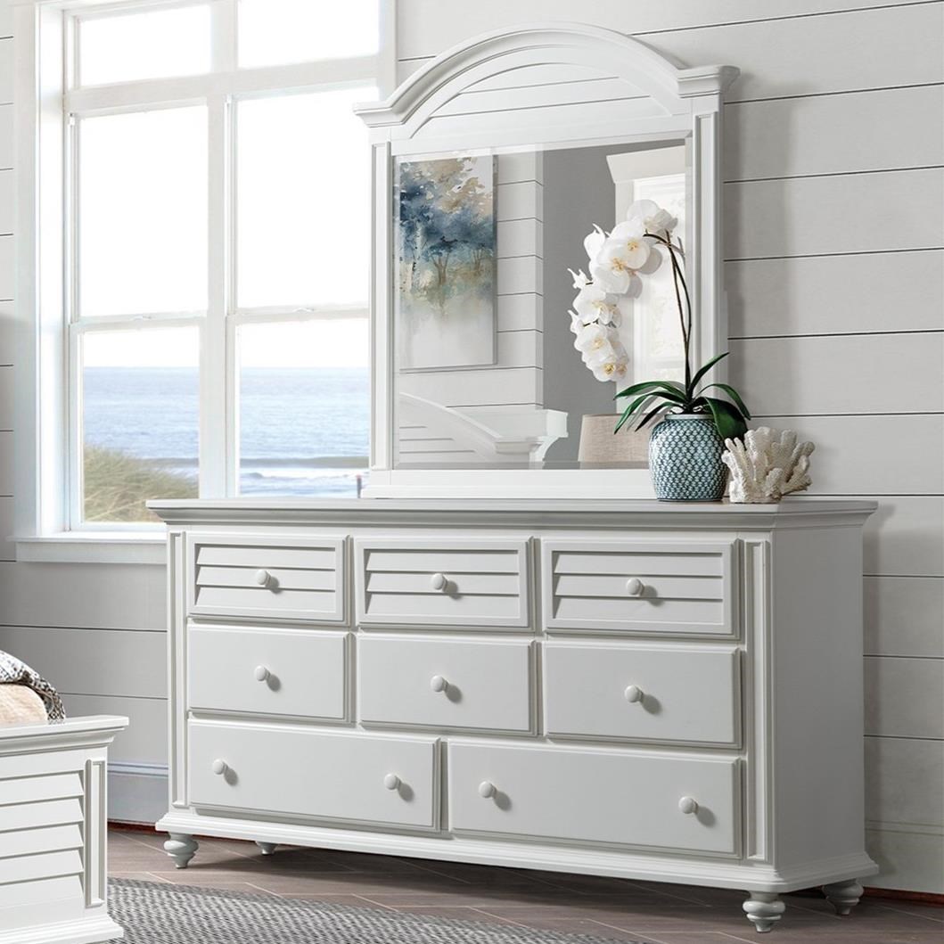 Riverside Furniture Avon Cottage 8 Drawer Dresser And Mirror Combo