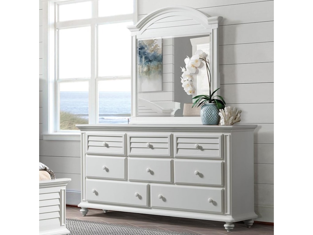 Riverside Furniture Avon Cottage 8 Drawer Dresser And Mirror Combo