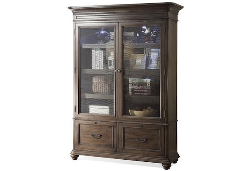 Riverside Furniture Belmeade 15837 Large Bookcase W Gl Doors Riverside Furniture Belmeade 15837