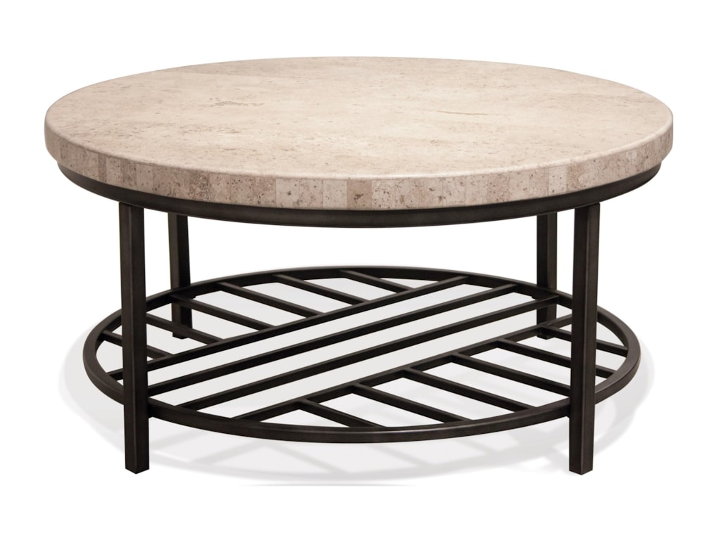Capri Round Cocktail Table With Travertine Stone Table Top By Riverside Furniture At Hudson S Furniture