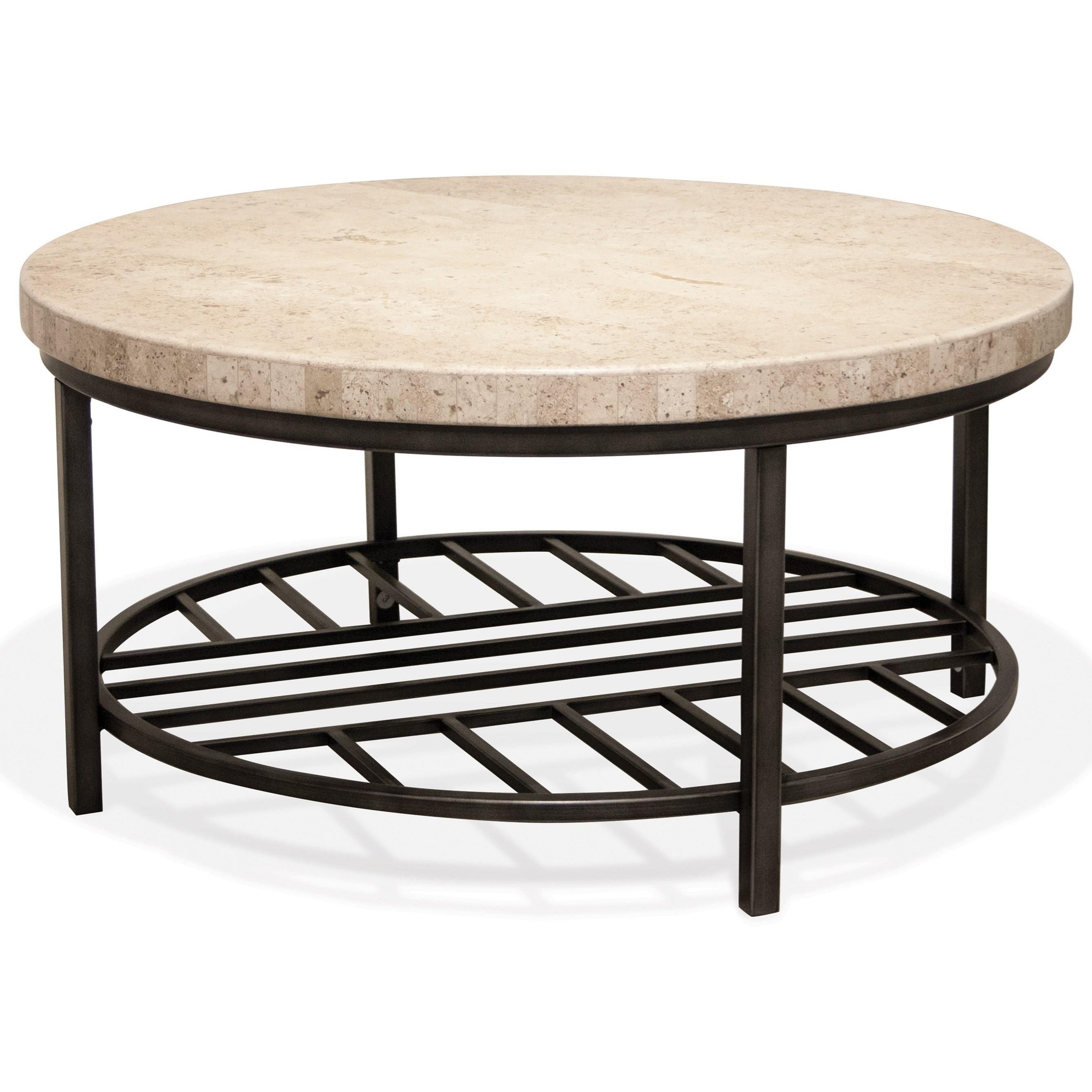 Riverside Furniture Capri Round Cocktail Table With Travertine Stone Table Top Mueller Furniture Cocktail Coffee Tables
