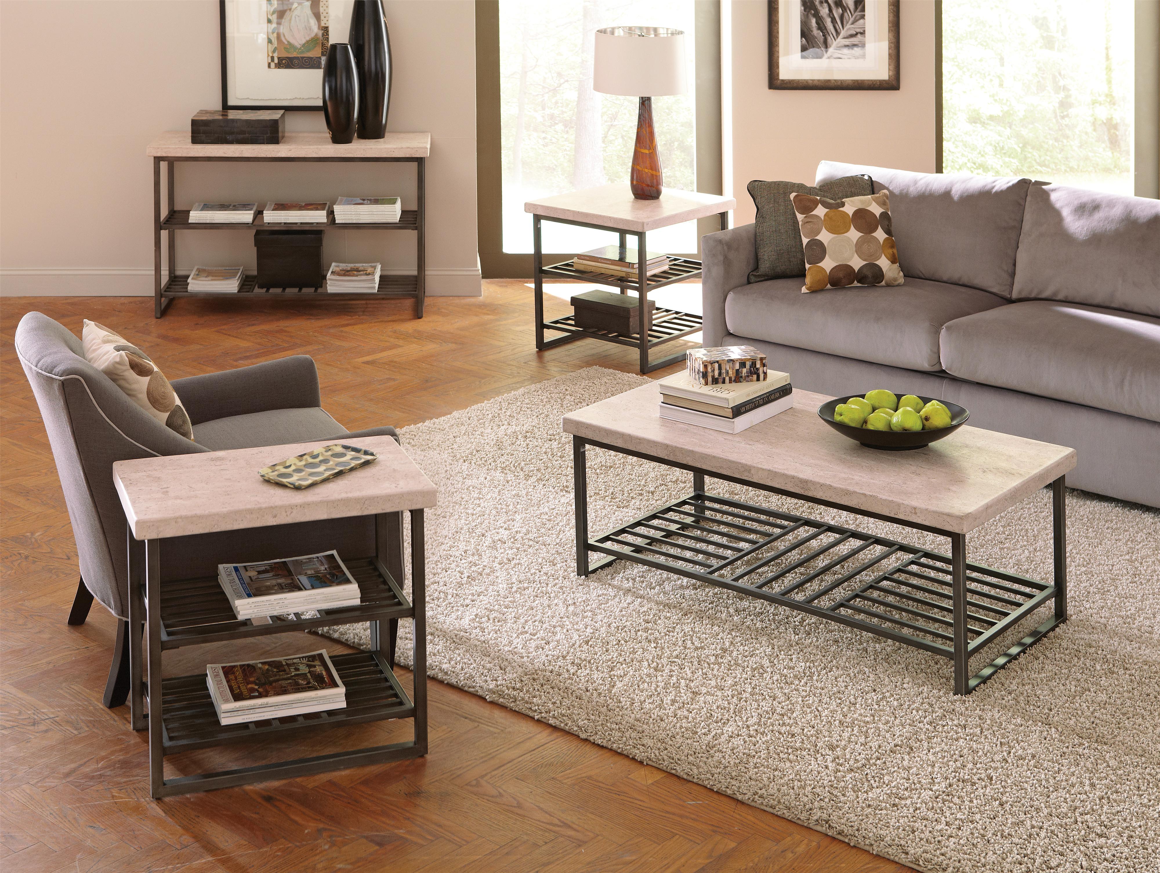 Riverside Furniture Capri 77702 Travertine Top Coffee Table