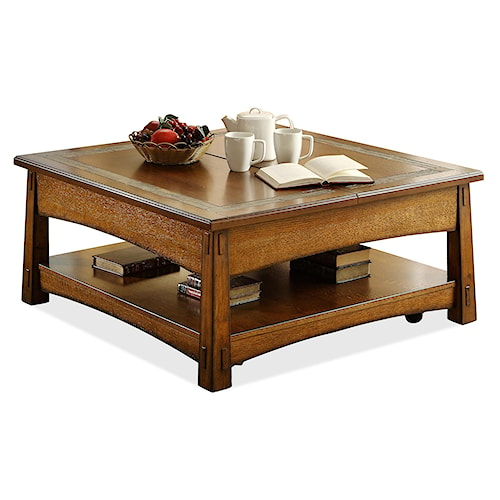 riverside furniture craftsman home square lift-top cocktail table