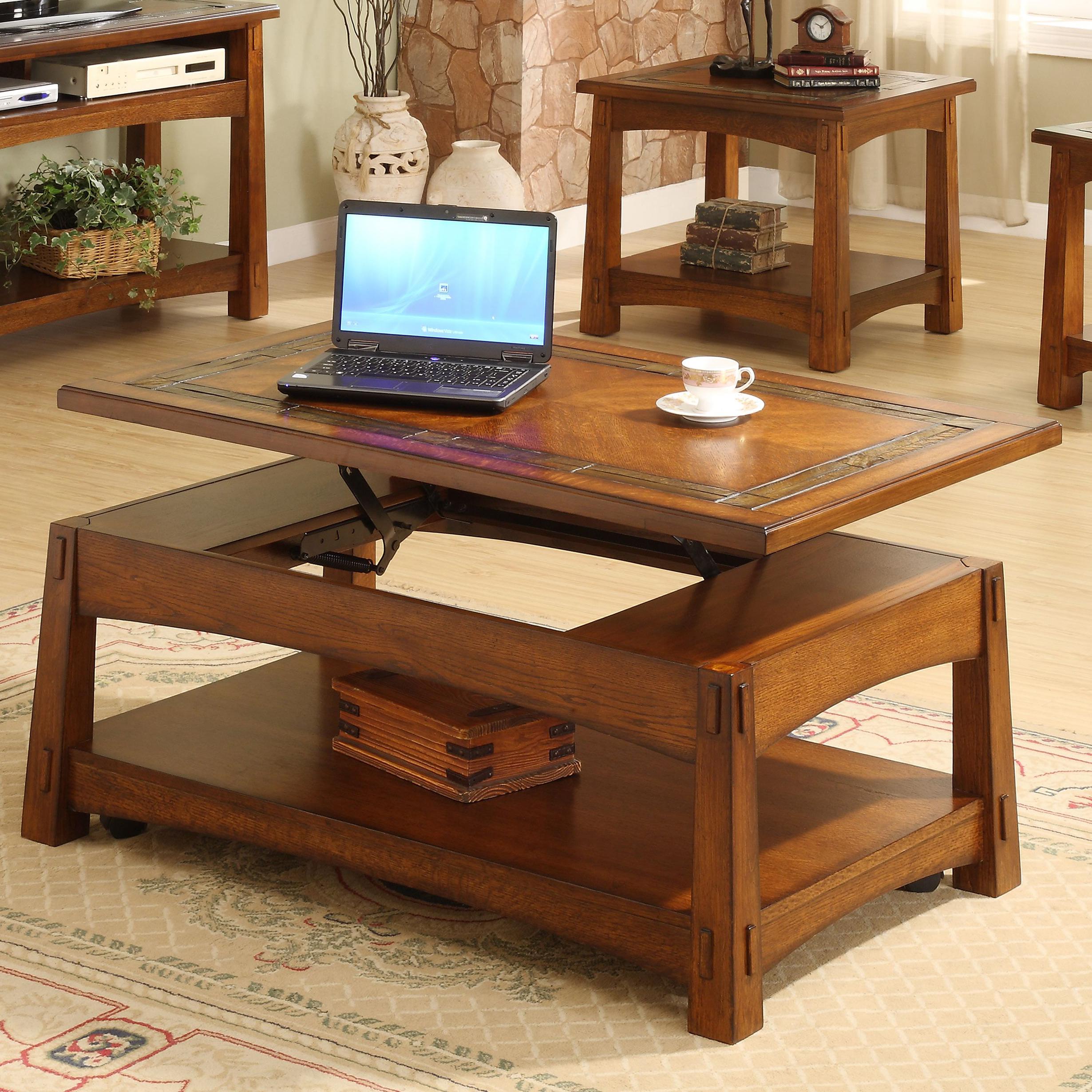 Riverside Furniture Craftsman Home Lift-Top Coffee Table With Slate Tile Border A1 Furniture & Mattress Cocktail/Coffee Tables Riverside Furniture Craftsman Home Lift-Top Coffee Table With Slate Tile Border A1 Furniture & Mattress Cocktail/Coffee Tables