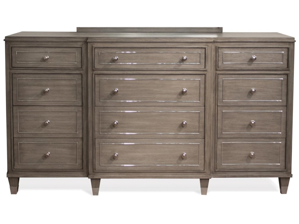 Riverside furniture dara ii 37060 12 drawer dresser with mirrored accents dunk bright furniture dressers