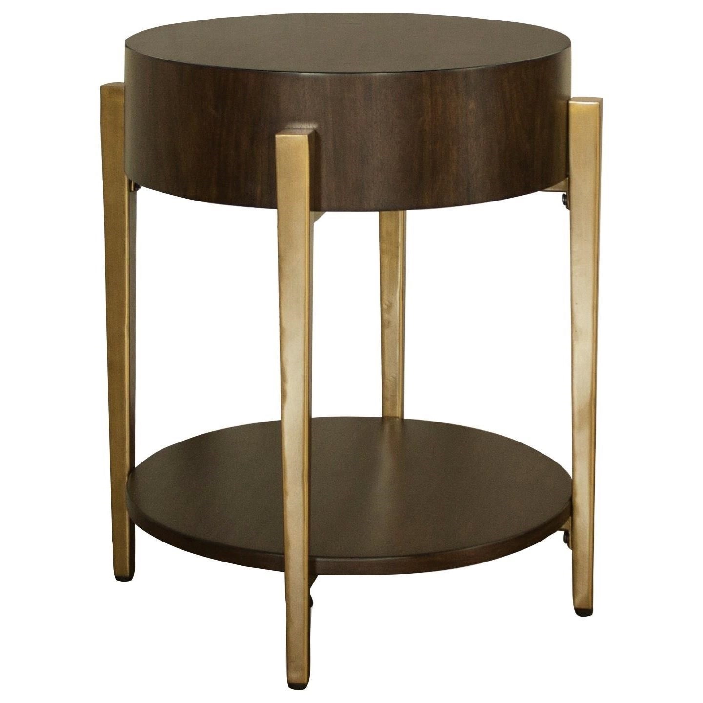 Riverside Furniture Dekker Round End Table With Gold Legs