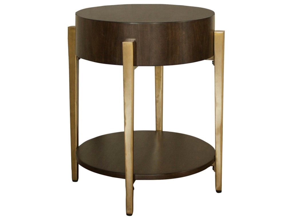 Riverside Furniture Dekker Round End Table With Gold Legs