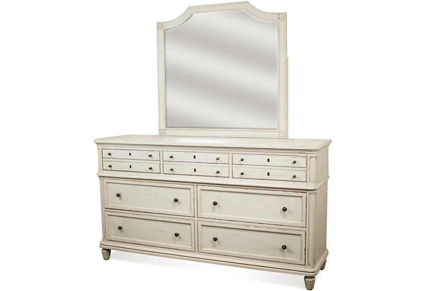 Riverside Furniture Huntleigh 7 Drawer Dresser And Mirror Combo In