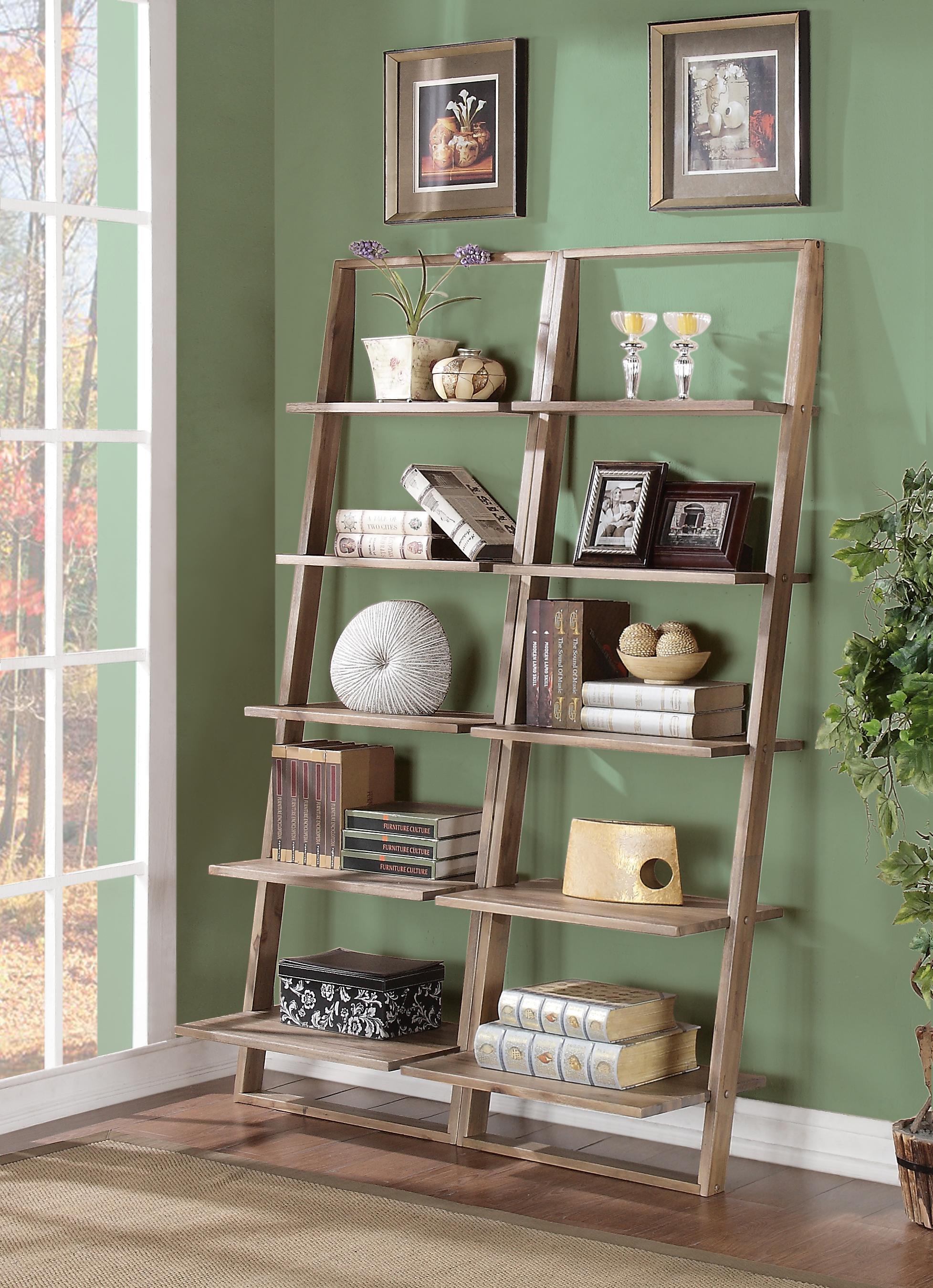threshold leaning bookcase