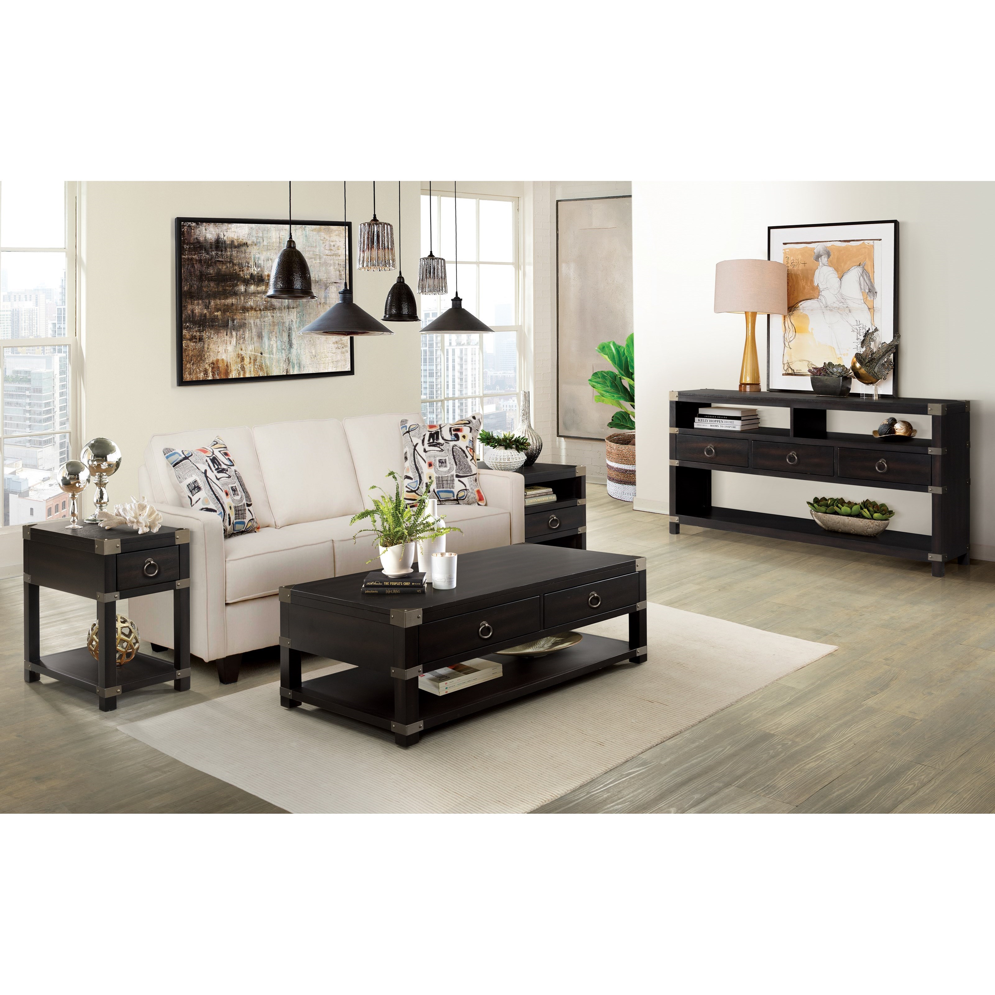 Riverside Furniture Myra Caster Cocktail Table With Metal Corner