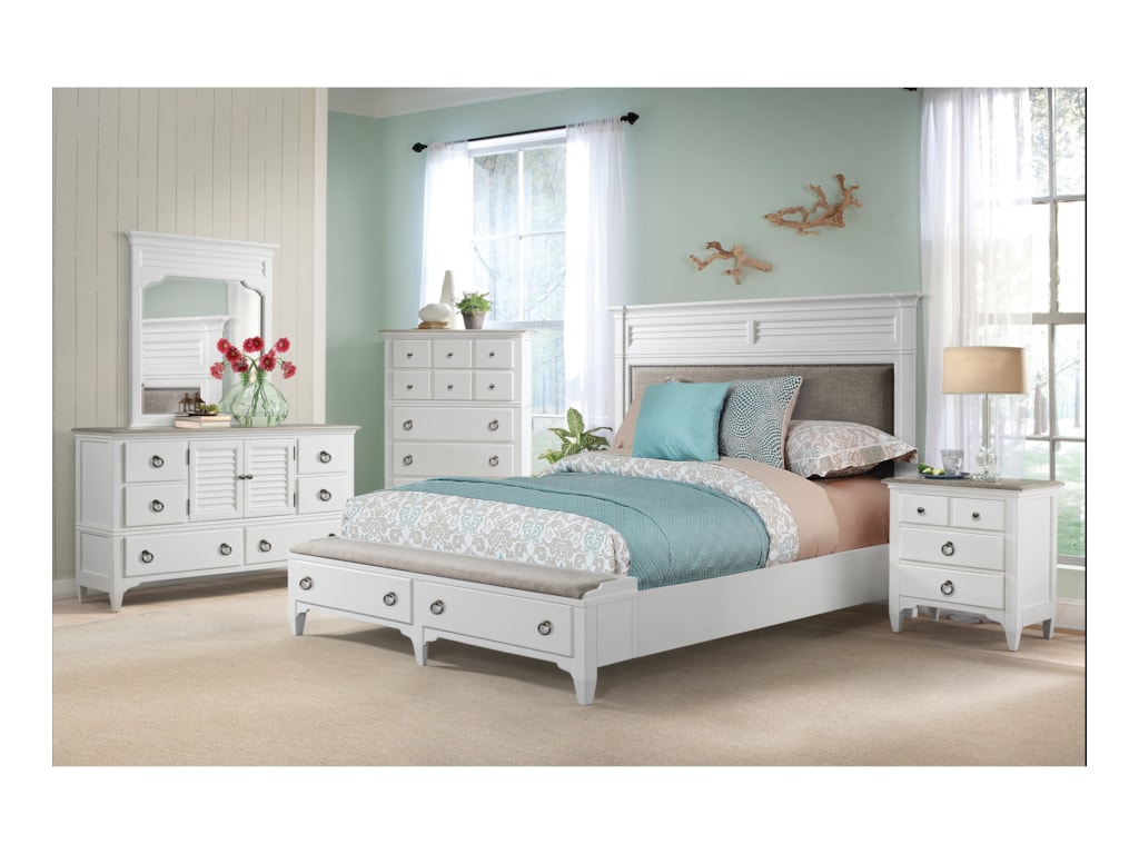 Riverside Furniture MyraQueen Upholstered Storage Bed