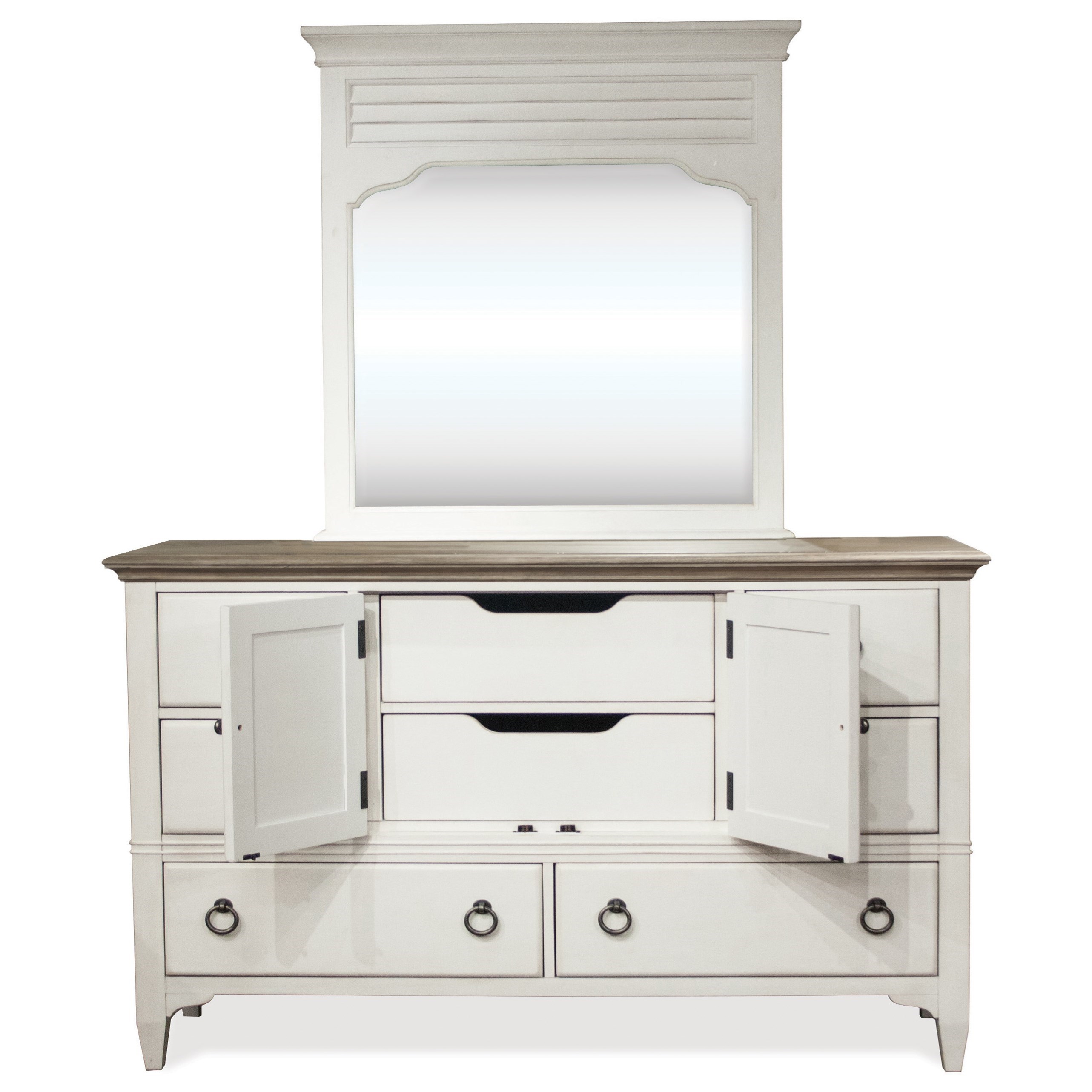 Riverside Furniture Myra Transitional Door Dresser And Louvered