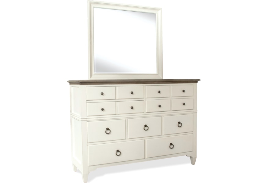 Riverside Furniture Myra Transitional 9 Drawer Dresser And Myra Transitional 9 Drawer Dresser