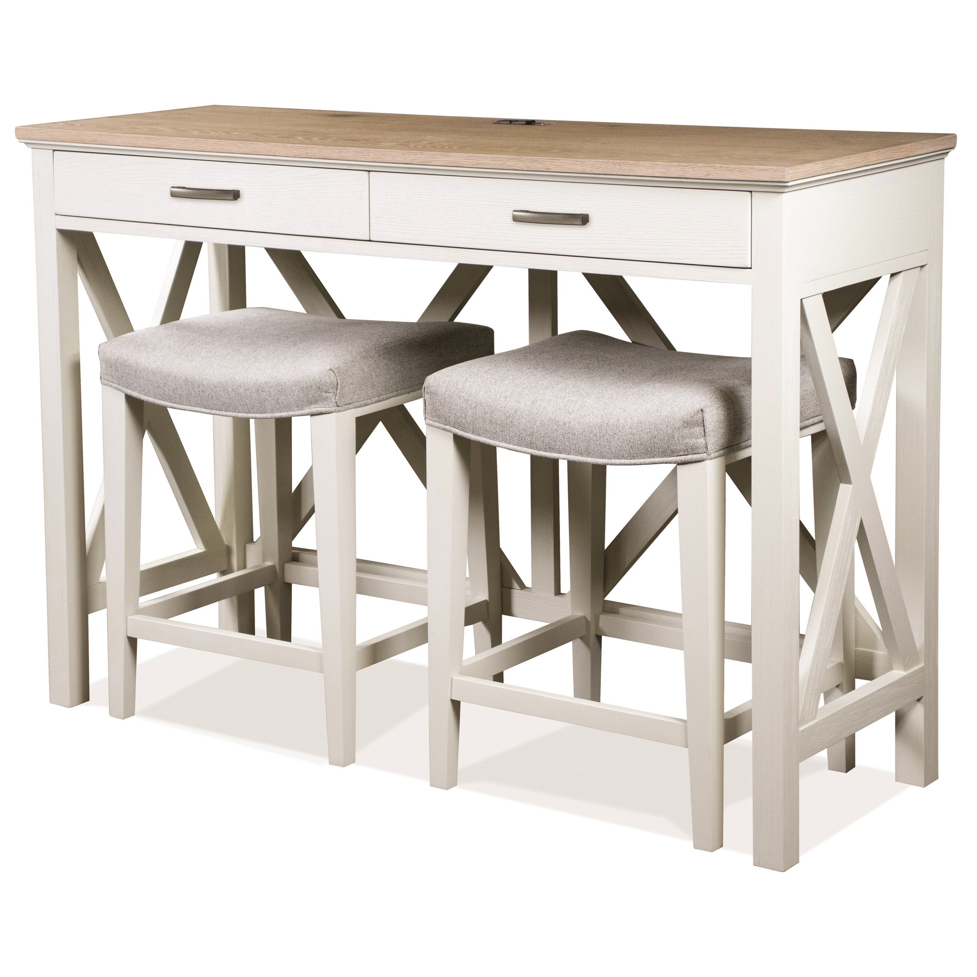 Riverside Furniture Osborne Modern Farmhouse Console Table With Stools Lindy S Furniture Company Pub Table And Stool Sets