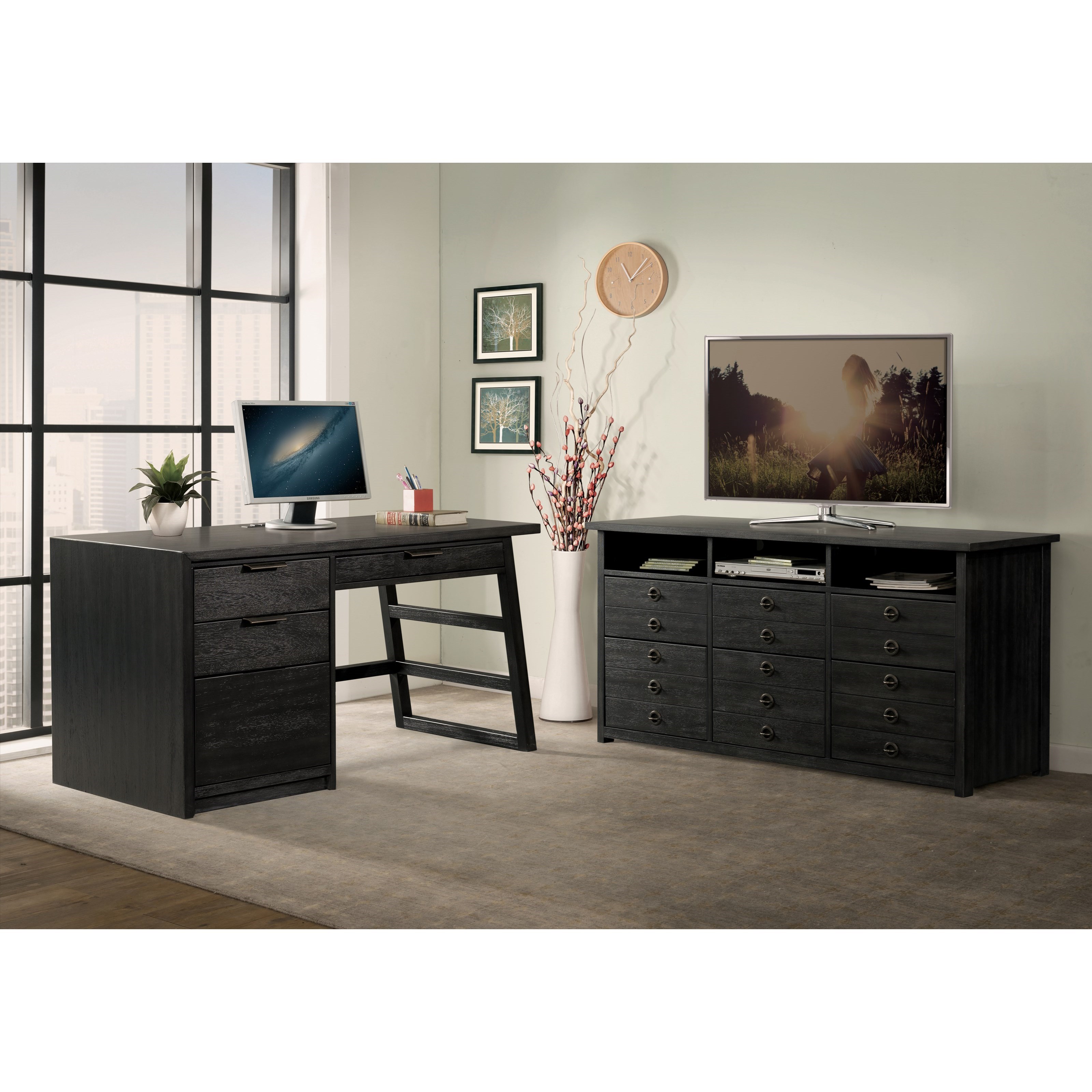 Riverside Furniture Perspectives Single Pedestal Desk With Outlet