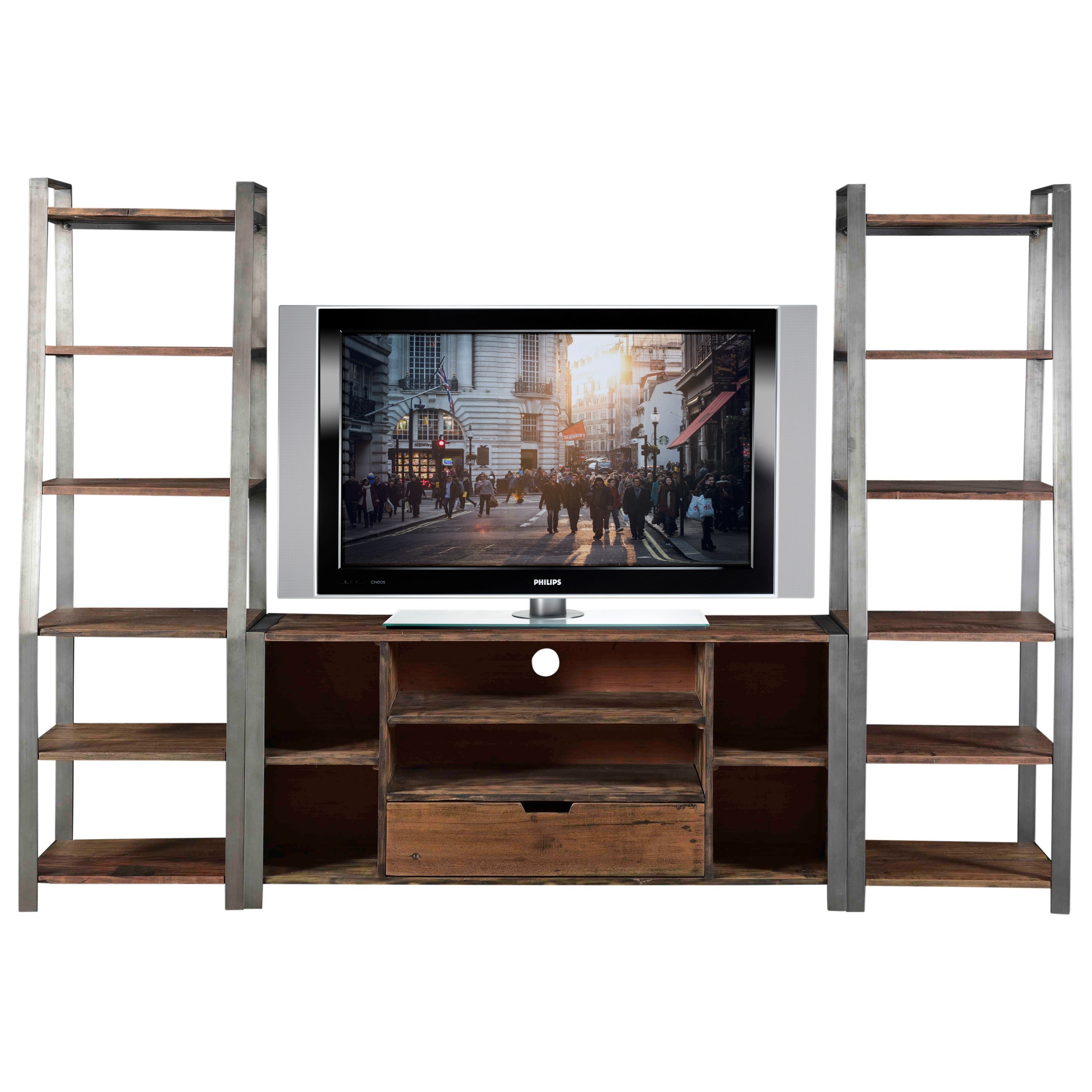 Riverside Furniture Quinton Reclaimed Wood Entertainment Unit With Open Shelving Hudson S Furniture Wall Unit