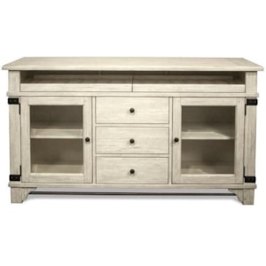 Riverside Furniture Regan 27356 Farmhouse Sideboard With Glass Doors Dunk Bright Furniture Sideboards