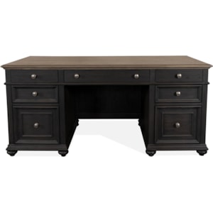 Riverside Furniture Regency 64330 Traditional Two Tone Executive Desk Dunk Bright Furniture Double Pedestal Desks