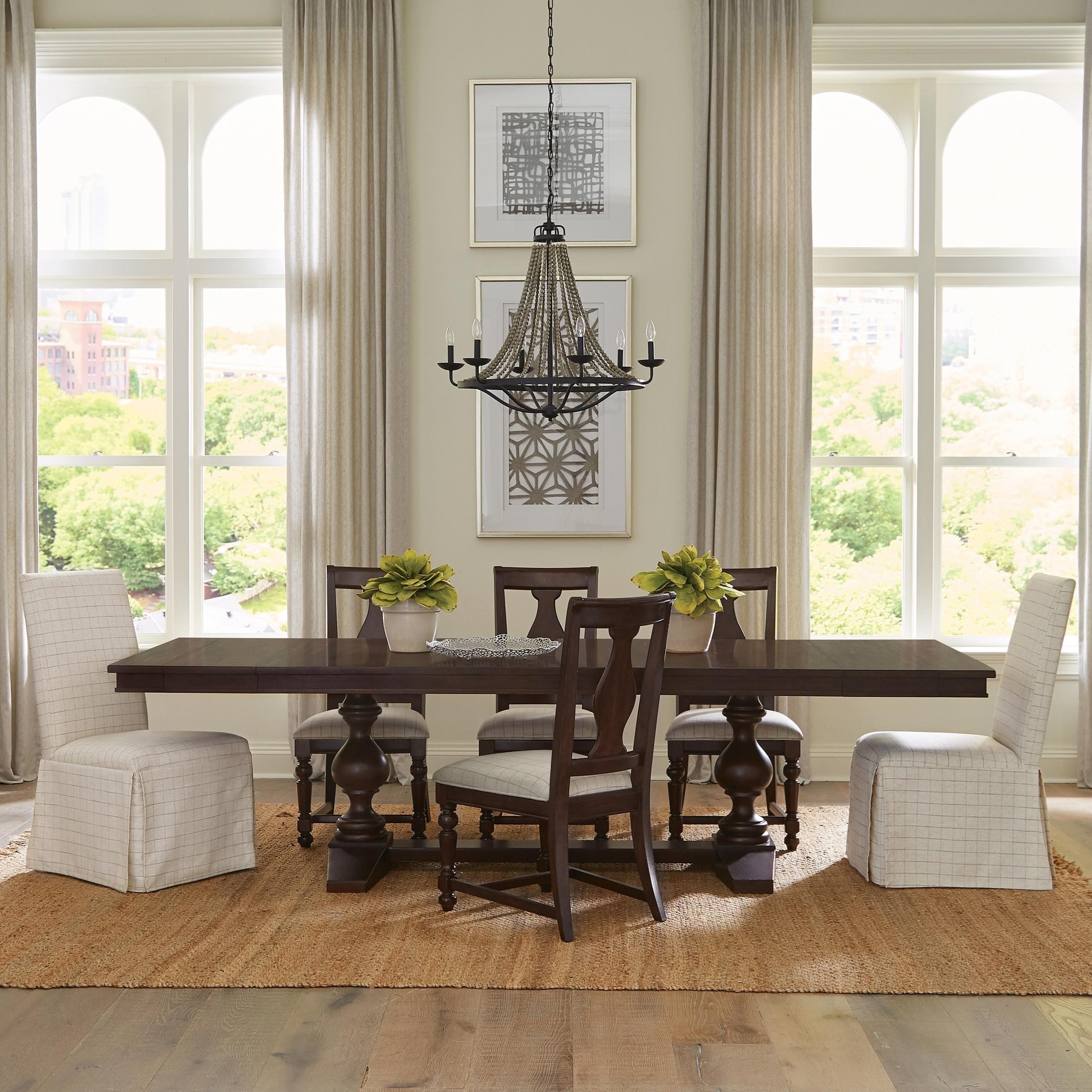 Riverside Furniture Rosemoor 7 Piece Trestle Dining Table Set A1 Furniture Mattress Dining 7 Or More Piece Sets