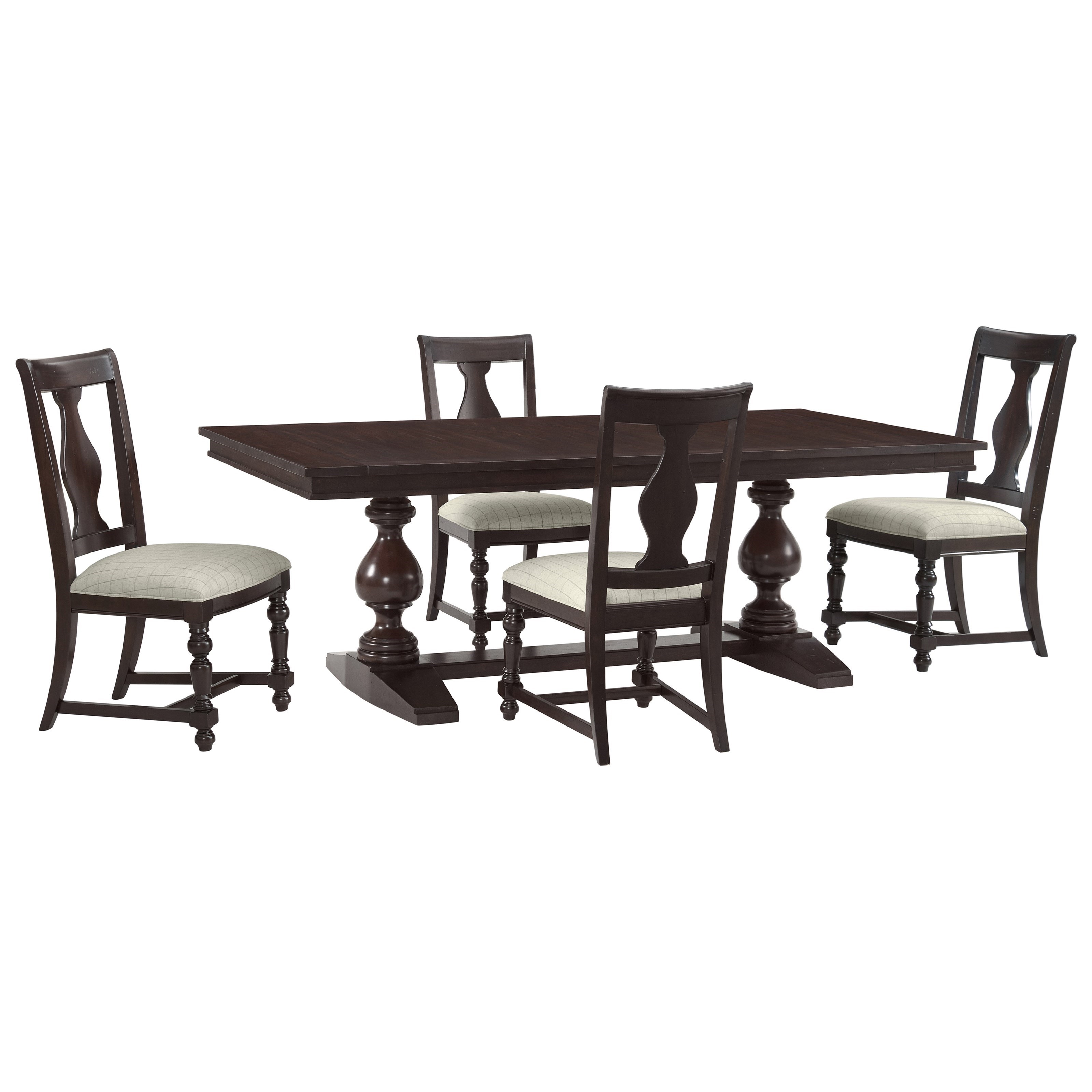 Riverside Furniture Rosemoor 5 Piece Trestle Dining Table Set