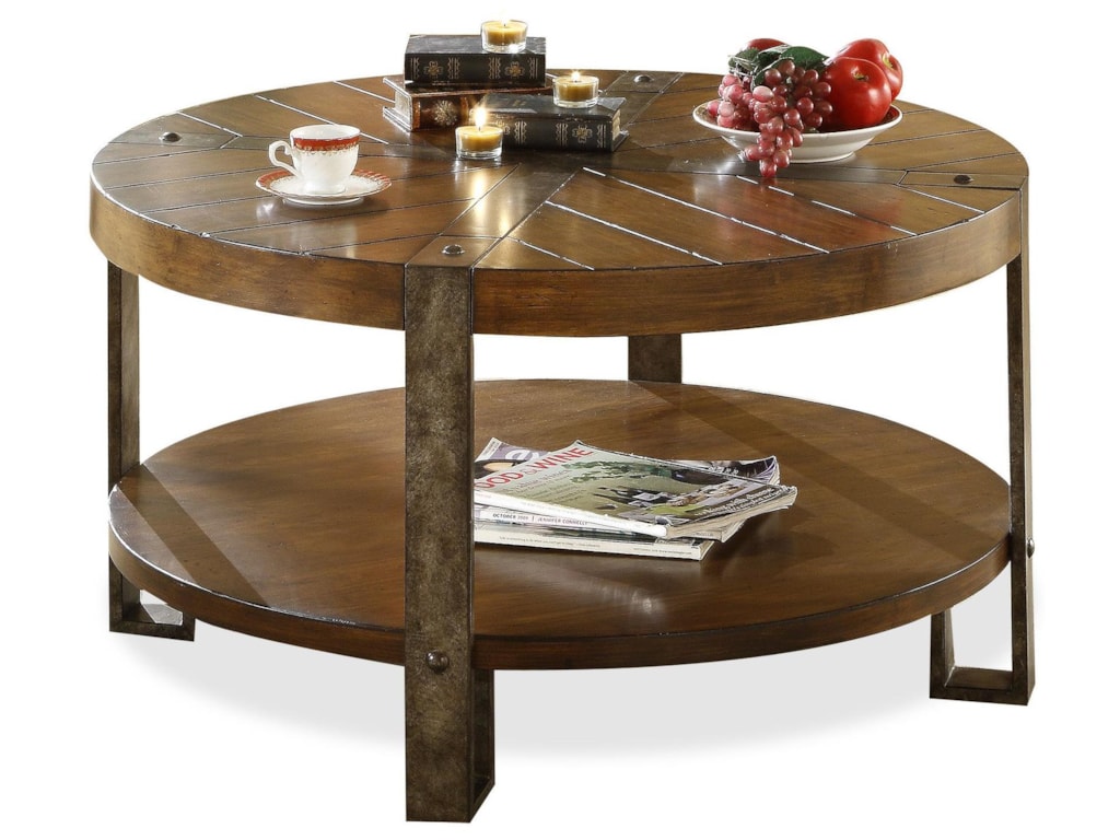 Riverside Furniture Sierra 3405 Round Wooden Coffee Table With Metal Riverside Furniture Sierrasierra Round Coffee Table