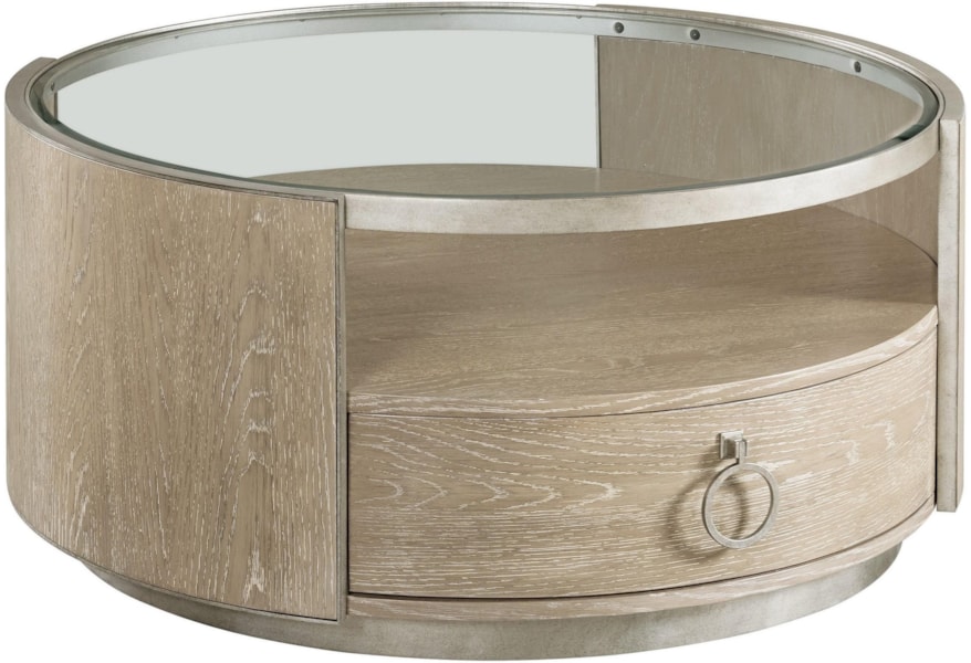 Riverside Furniture Sophie 50303 Contemporary Round Cocktail Table With Glass Top Dunk Bright Furniture Cocktail Coffee Tables