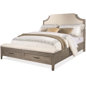 Riverside Furniture Vogue King Upholstered Bed With Storage Bench Footboard Darvin Furniture Panel Beds