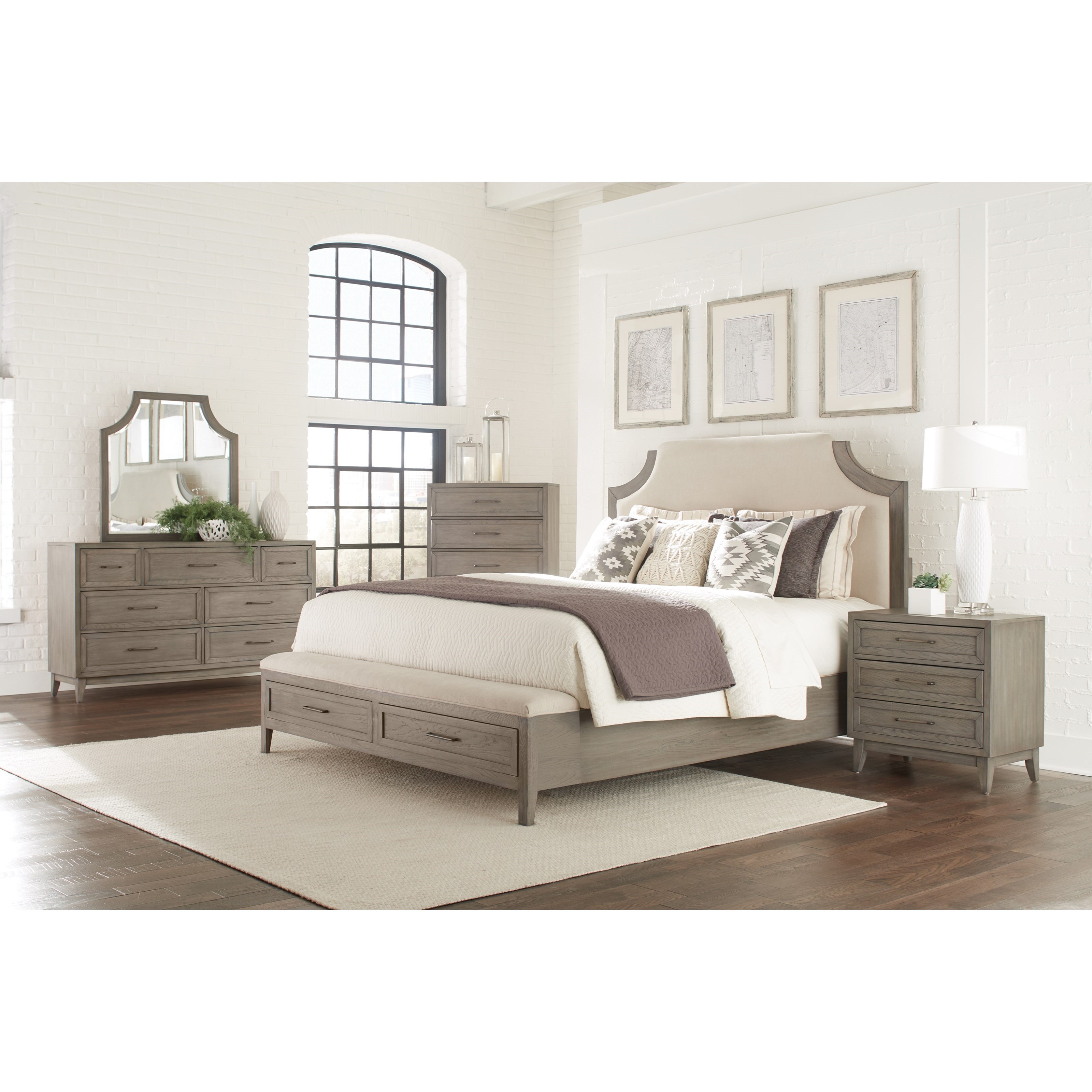Riverside Furniture Vogue 46180 72 83 King Upholstered Bed With Storage Bench Footboard Dunk Bright Furniture Panel Beds