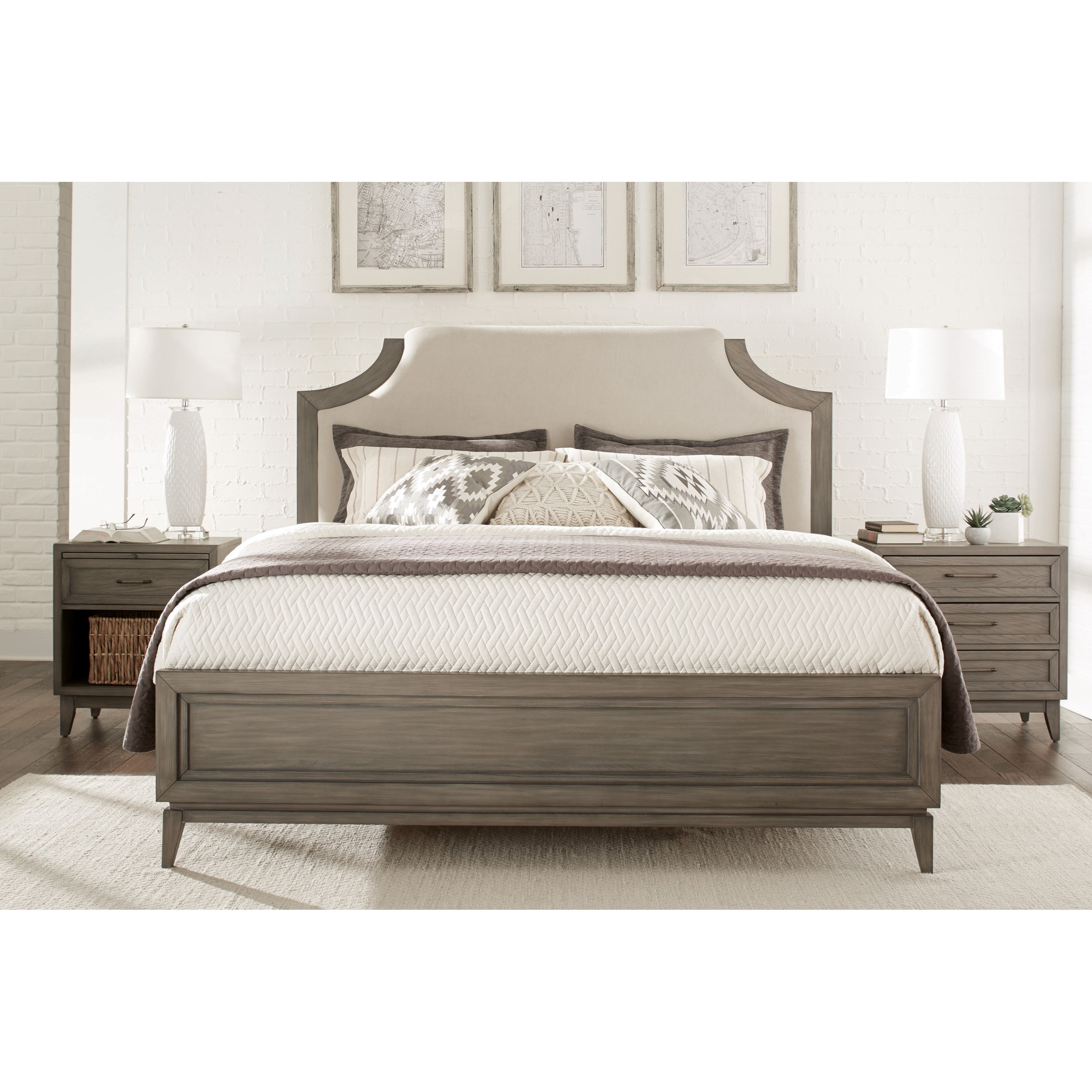 Riverside Furniture Vogue 46180 72 85 King Upholstered Bed In Gray Wash Finish Dunk Bright Furniture Panel Beds Its dramatic hand and leg balls are the traditional voguing platform. vogue king upholstered bed