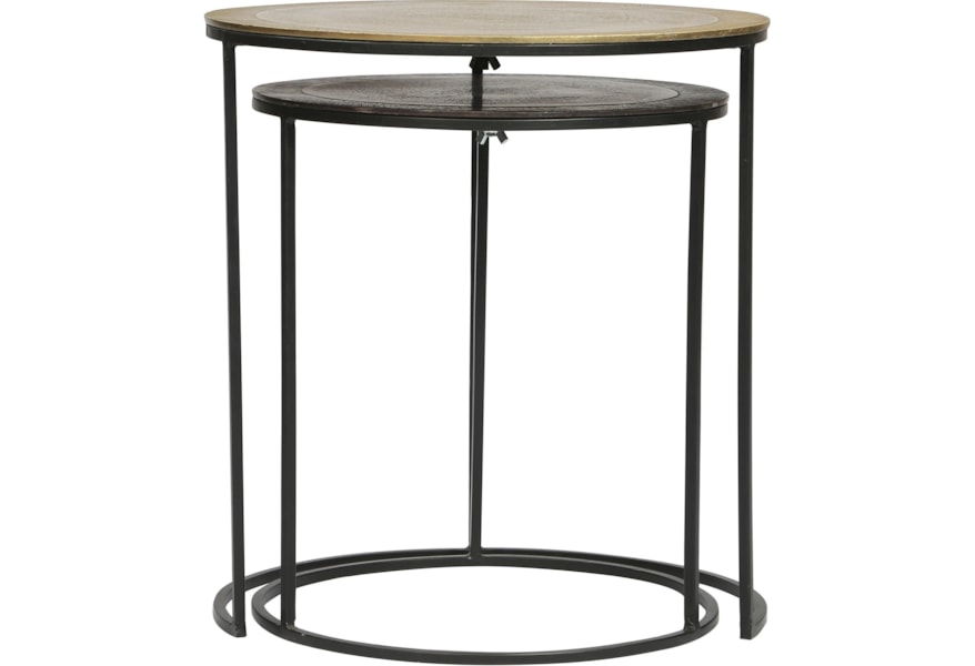 Riverside Furniture Yasmine Industrial 2 Piece Nesting Side Table With Mixed Metal Lindy S Furniture Company End Tables