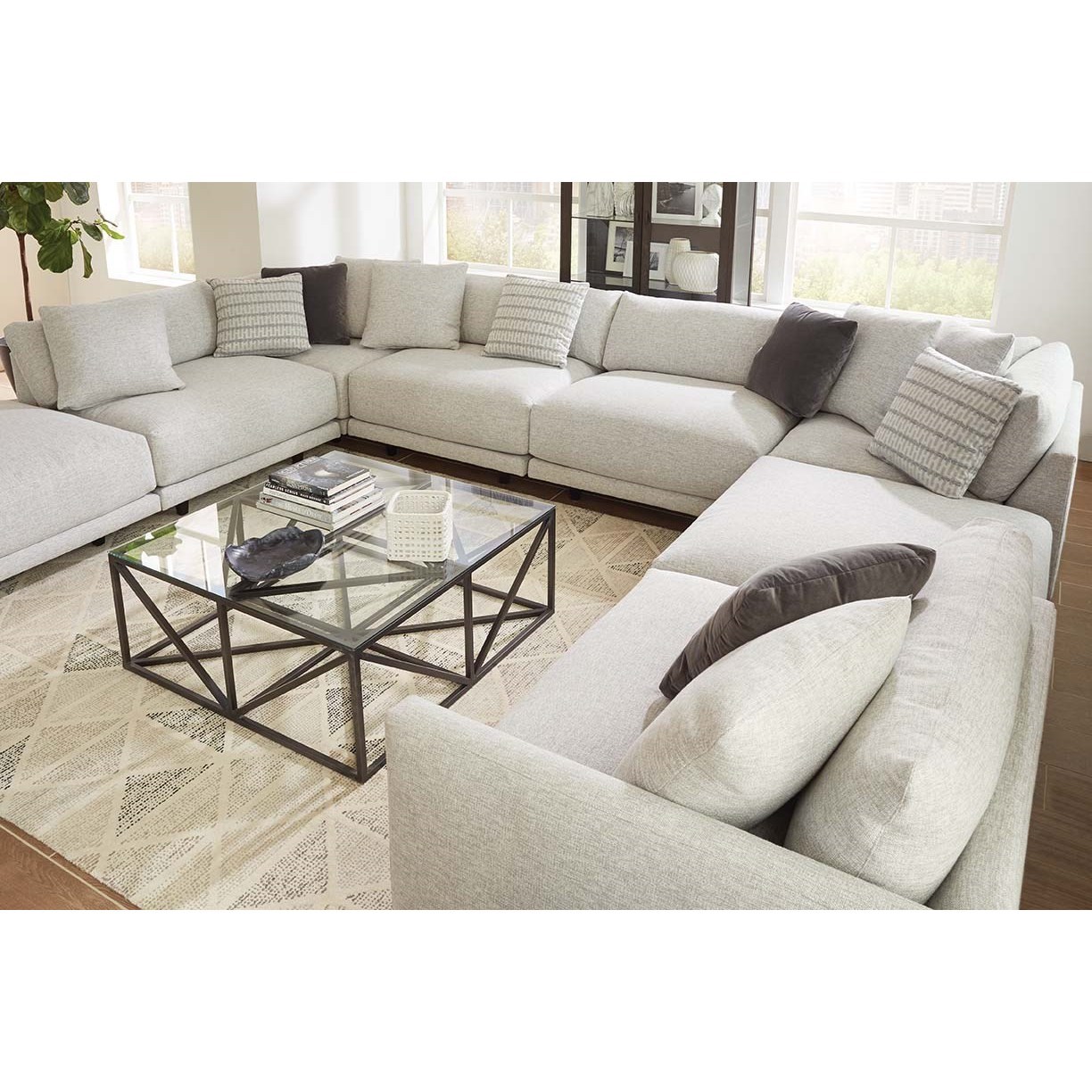 Robin Bruce Neval Contemporary 8 Piece Modular Sectional With Ottoman Sprintz Furniture Sectional Sofas