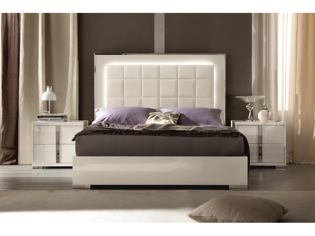 Alf Italia ImperiaKing UPH Bed w/ LED Lights and FB Storage