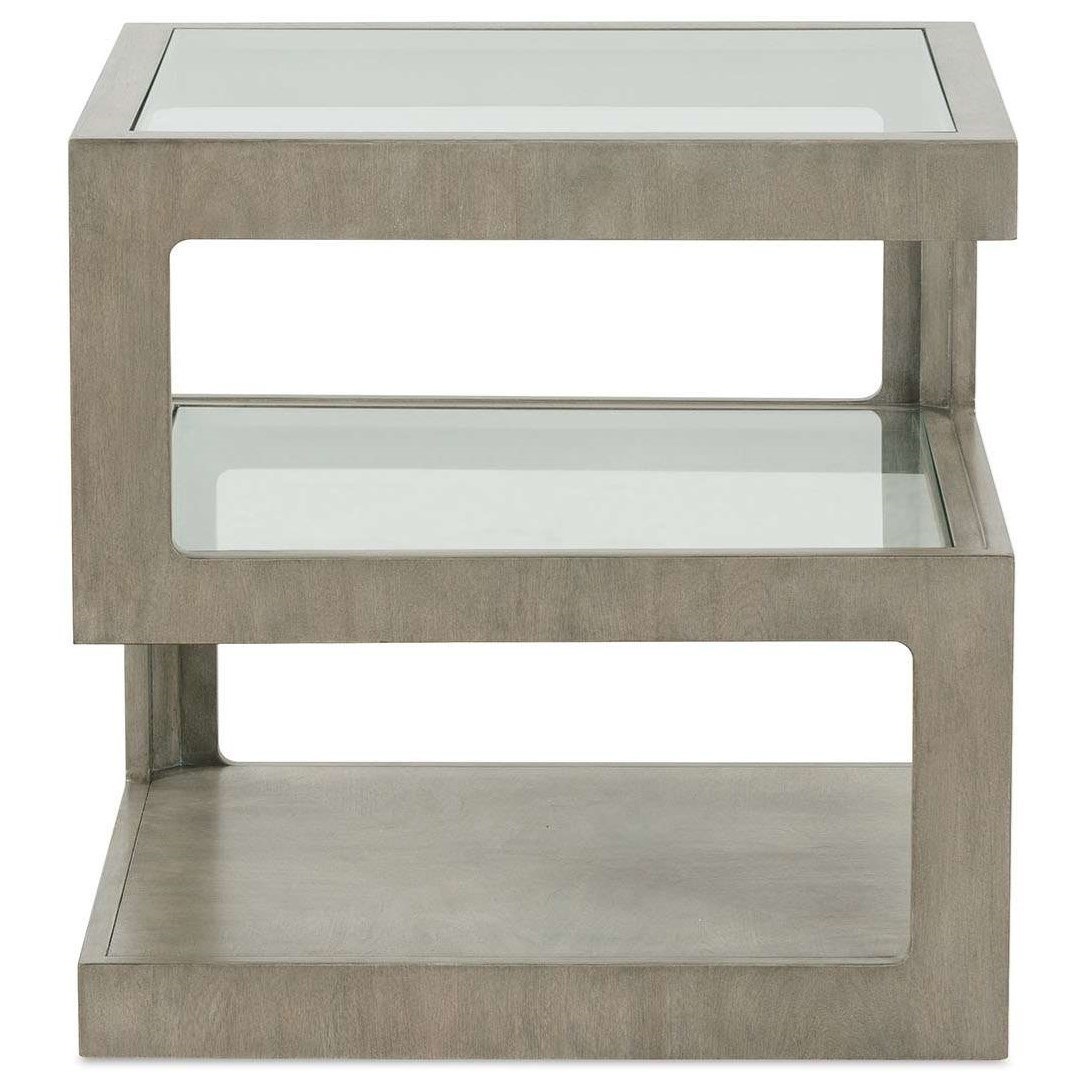 Modern Square End Table with Glass Top