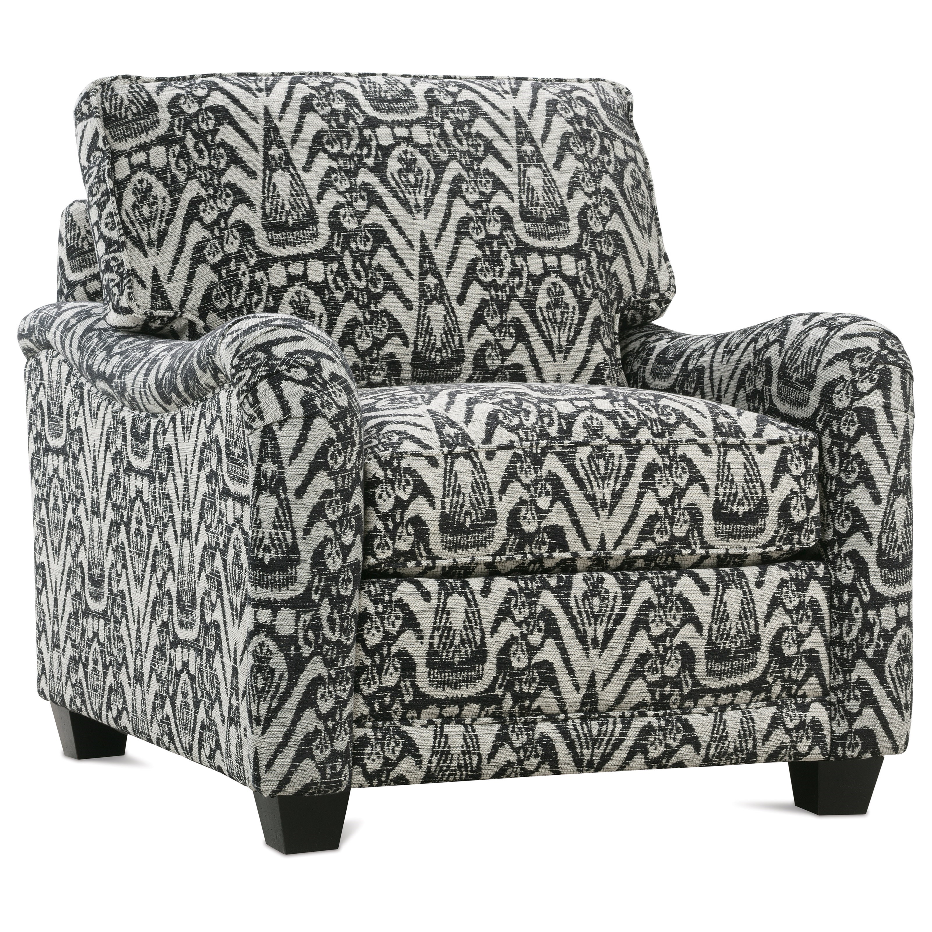 Customizable Chair with English Arms, Tapered Feet and Boxed Back Cushion