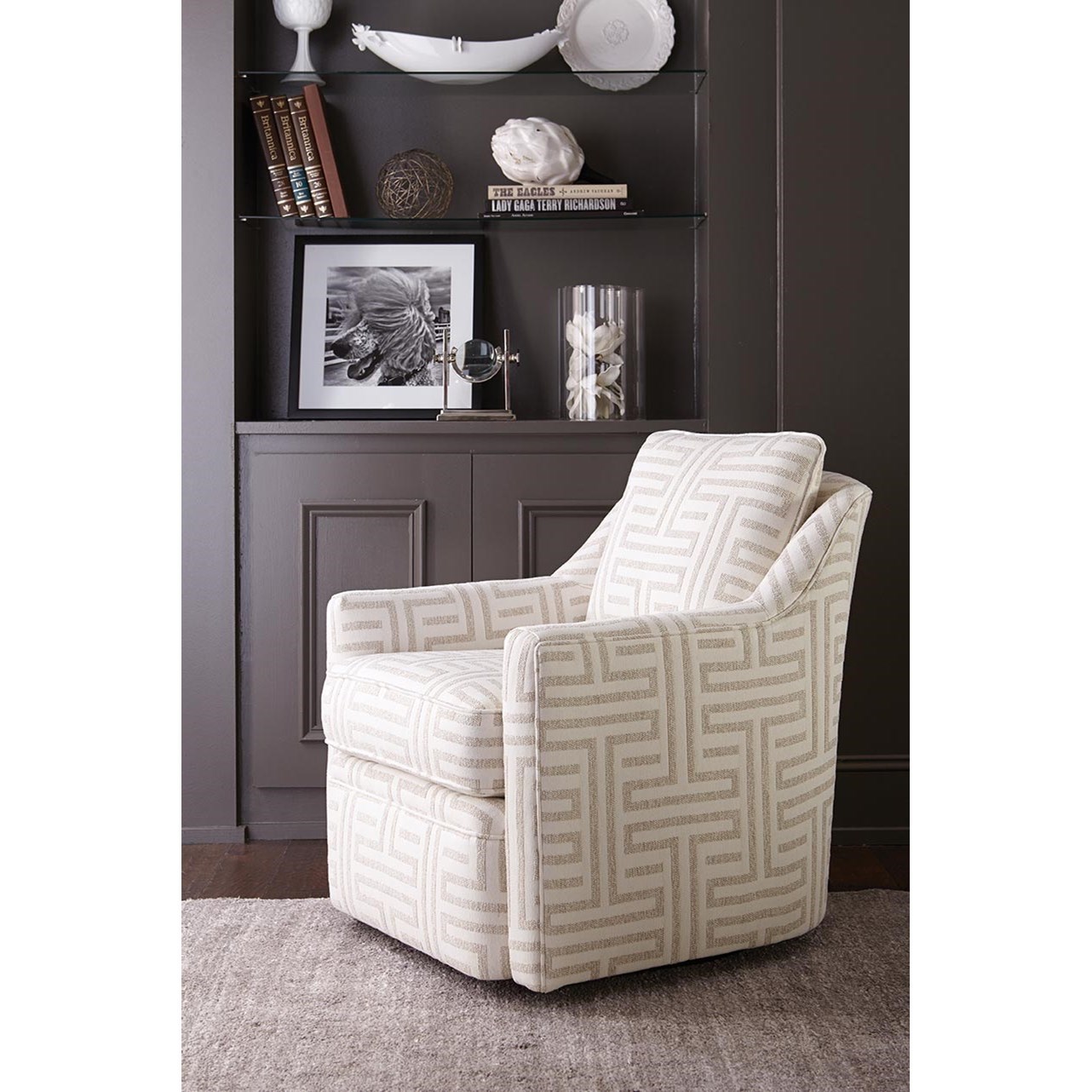 Rowe Hollins H201 000 Casual Swivel Chair With Loose Pillow Cushion Thornton Furniture Upholstered Chairs