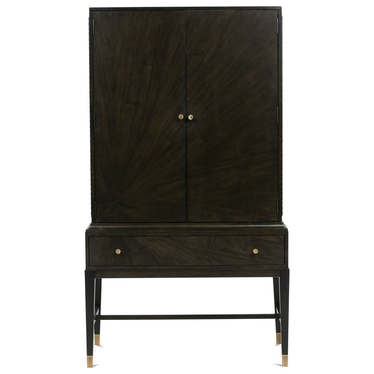 Rowe Dynasty Sunburst Walnut Veneer Bar Cabinet Armoire With