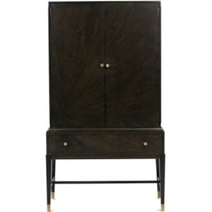 Rowe Dynasty Sunburst Walnut Veneer Bar Cabinet Armoire With Adjustable Glass Shelves Belfort Furniture Bar Cabinets