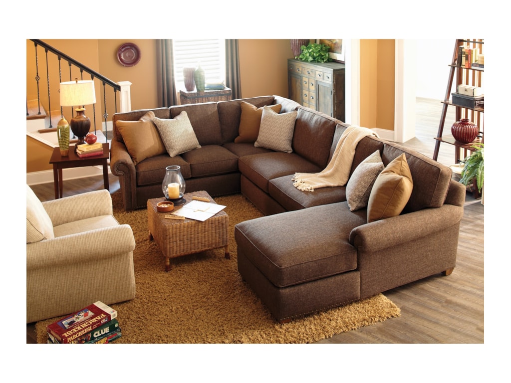 Rowe Morgan Traditional Three Piece Sectional Sofa With Chaise Rowe Morgan Traditional Three Piece Sectional Sofa With Chaise