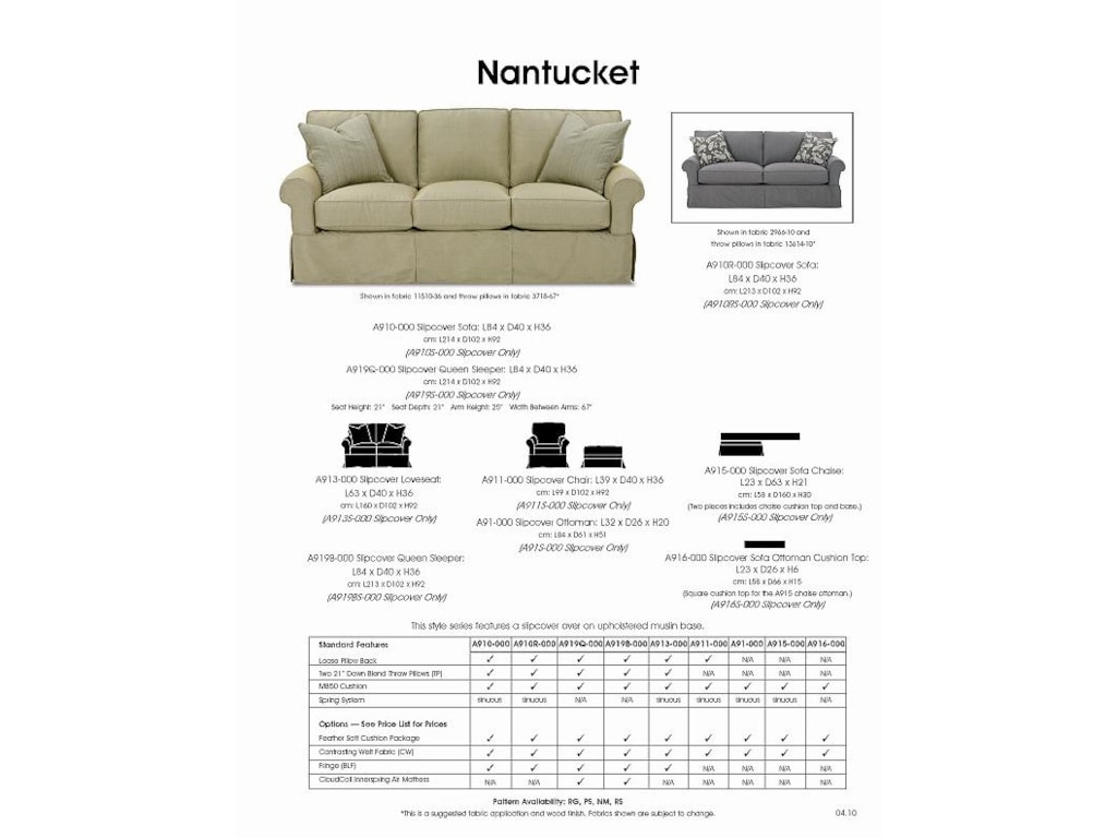 Rowe Nantucket Slipcover Sofa With Chaise Saugerties