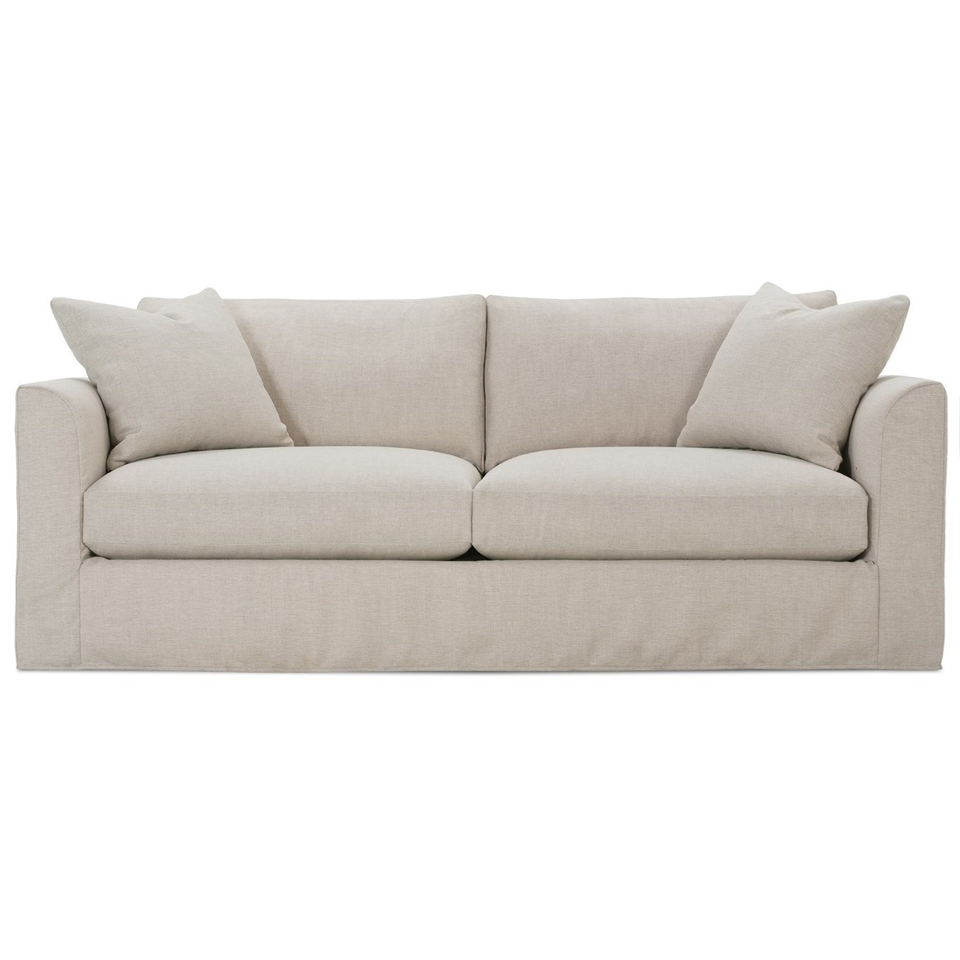 Rowe Derby Transitional Sofa With Tapered Arms And Slipcover