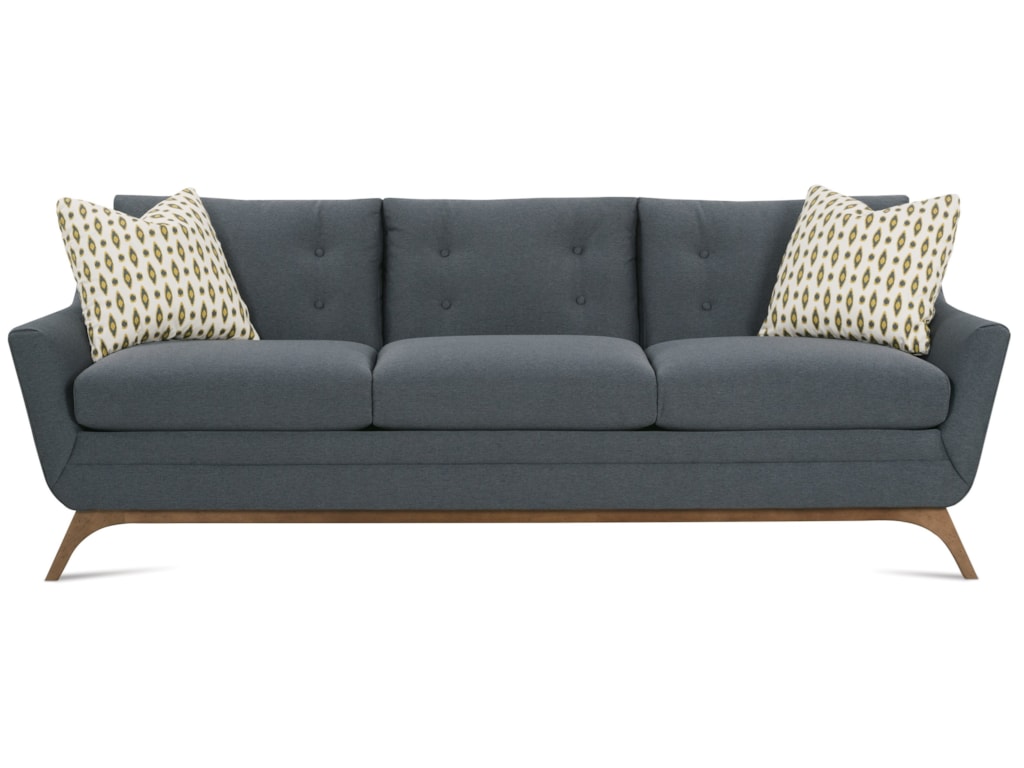 Rowe Simon Contemporary Sofa With Flared Wood Legs And Tufted Back Rowe Simon Contemporary Sofa With Flared Wood Legs And Tufted Back