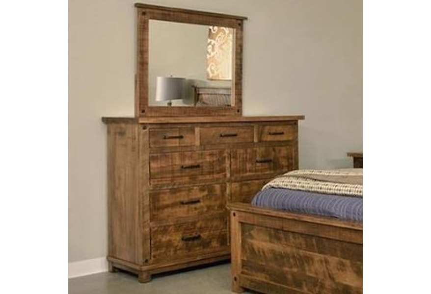 Adirondack Rustic 9 Drawer Dresser And Mirror Set Stoney Creek