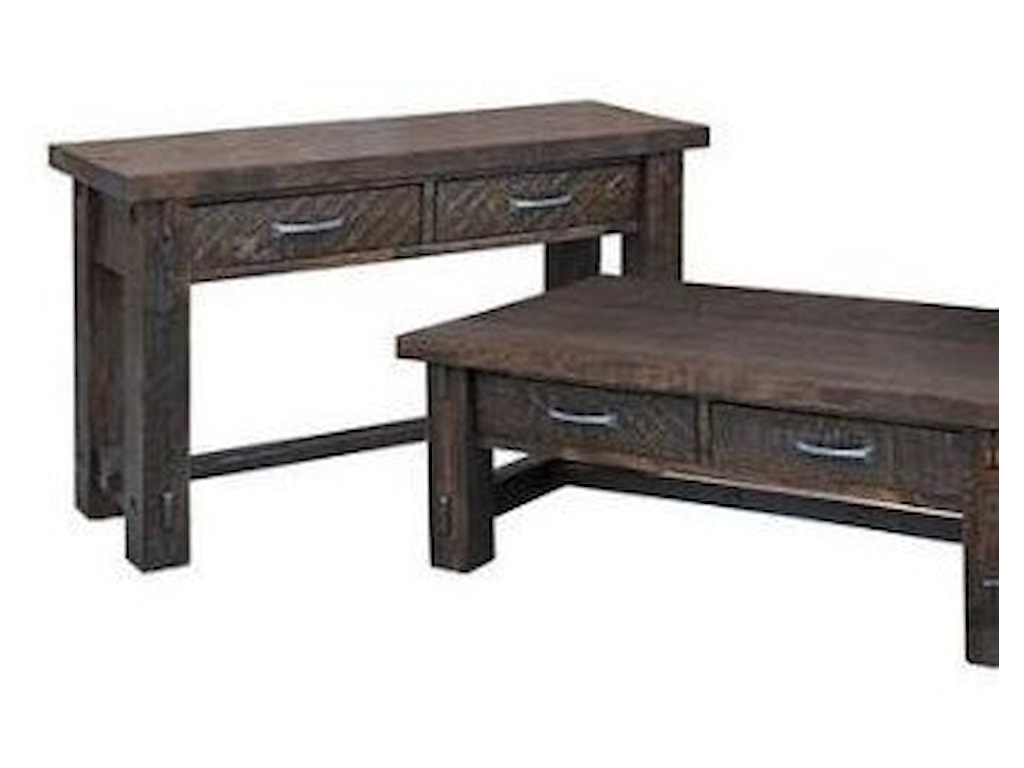 Timber Rustic Sofa Table With 2 Drawers Stoney Creek Furniture Ruff Sawn Timbersofa Table
