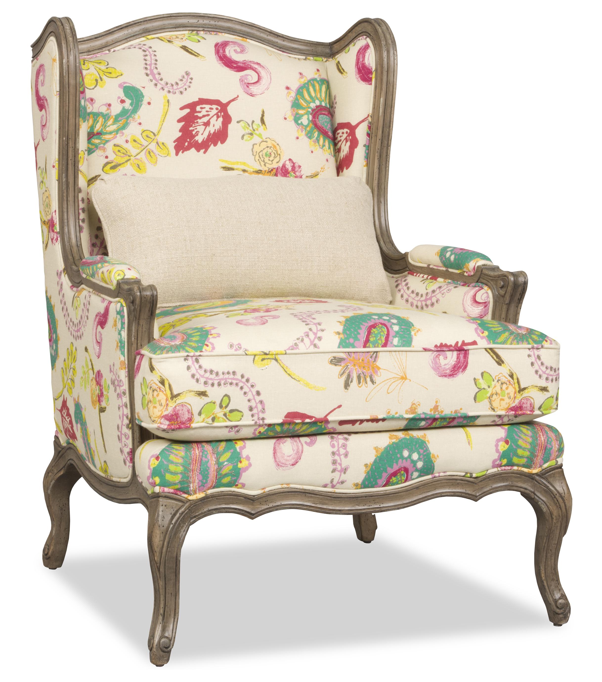 Traditional Exposed-Wood Wing Chair