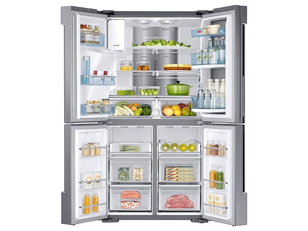 Samsung Appliances 22 Cu Ft Counter Depth 4 Door Flex Food Showcase Refrigerator With Flexzone Sheely S Furniture Appliance Refrigerator French Door