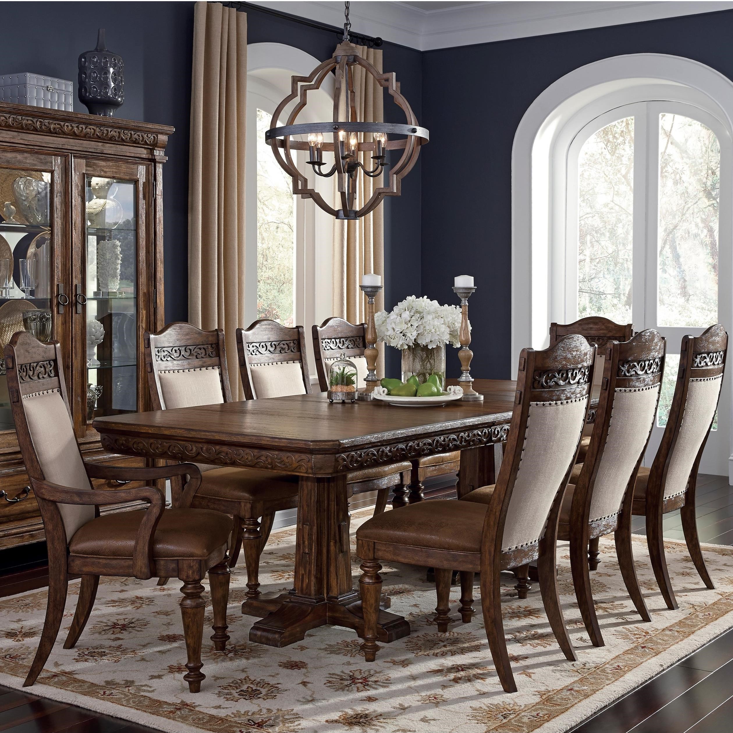 Samuel Lawrence Barcelona 9 Piece Double Pedestal Table And