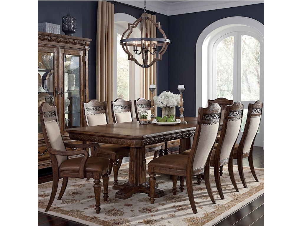 Samuel Lawrence Barcelona 9 Piece Double Pedestal Table And