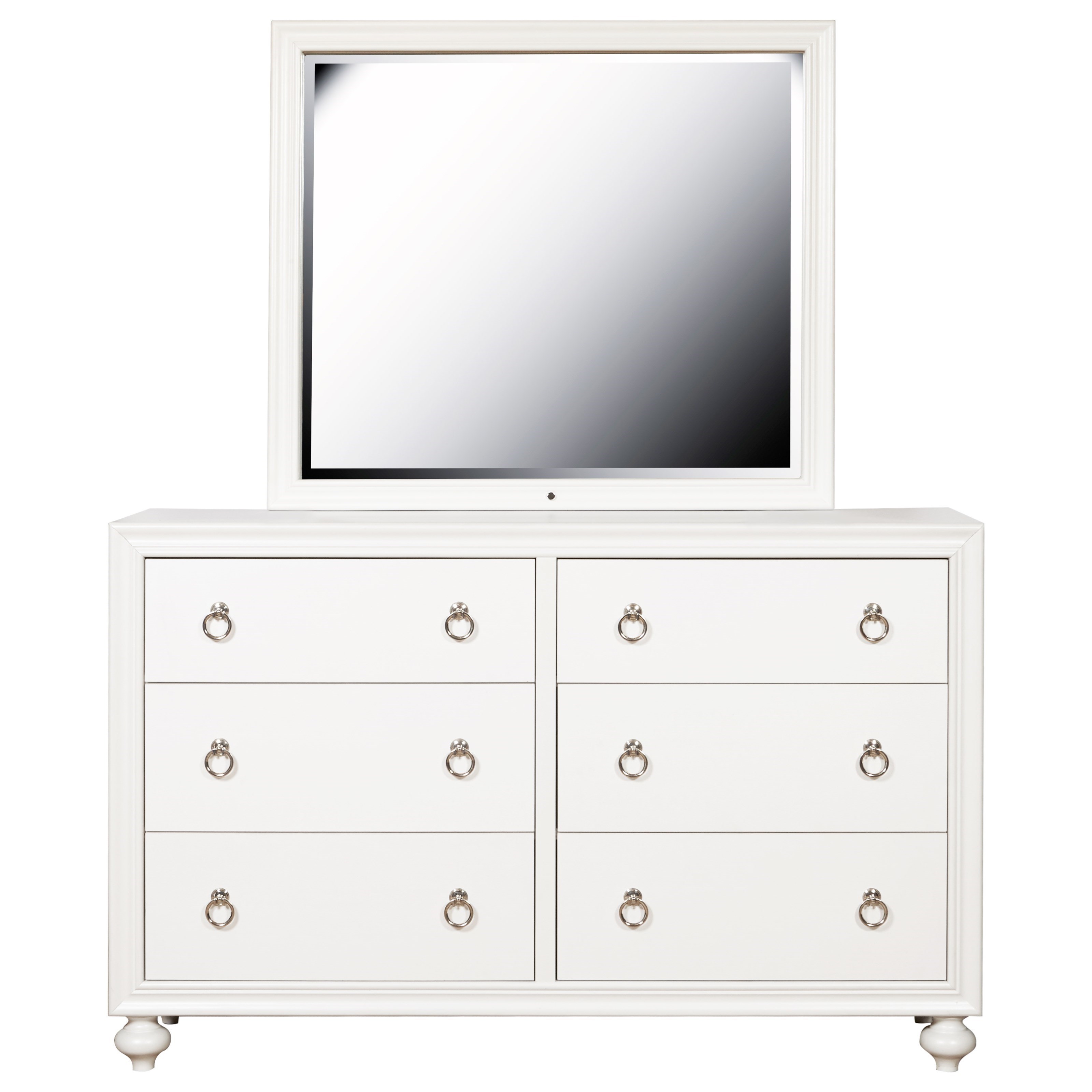Samuel Lawrence Bella White 6 Drawer Dresser And Mirror Set With