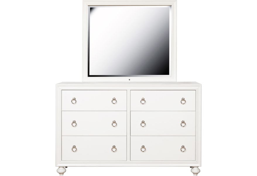 Samuel Lawrence Bella White 6 Drawer Dresser And Mirror Set With