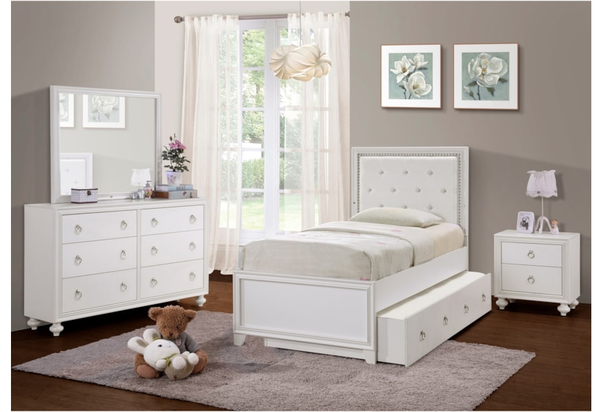 Samuel Lawrence Bella White S458 410 430 6 Drawer Dresser And Mirror Set With Led Lighting Nassau Furniture And Mattress Dressers